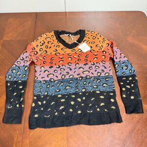 Davi & Dani Sweater‎ Small Red Multi Animal Print